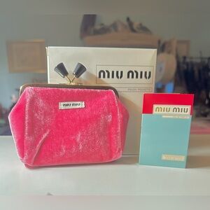 Miu Miu Fuchsia Velvet Limited Edition Kiss-Lock Coin Purse w/ EDT SampleGWP NWB